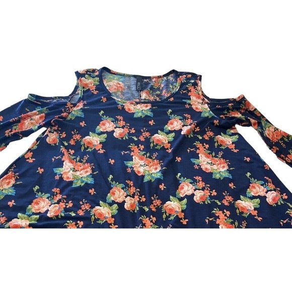 Shift Floral Dress by VOLL w/Cold Shoulder Sleeve Women Size M Rayon Blend - Picture 2 of 11